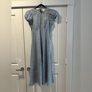 Romina Floral Cotton Midi-Dress - cornflower hillside bloom